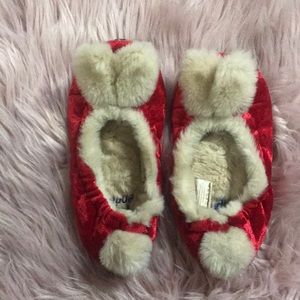 Mini Boden - Bunny Red Slippers